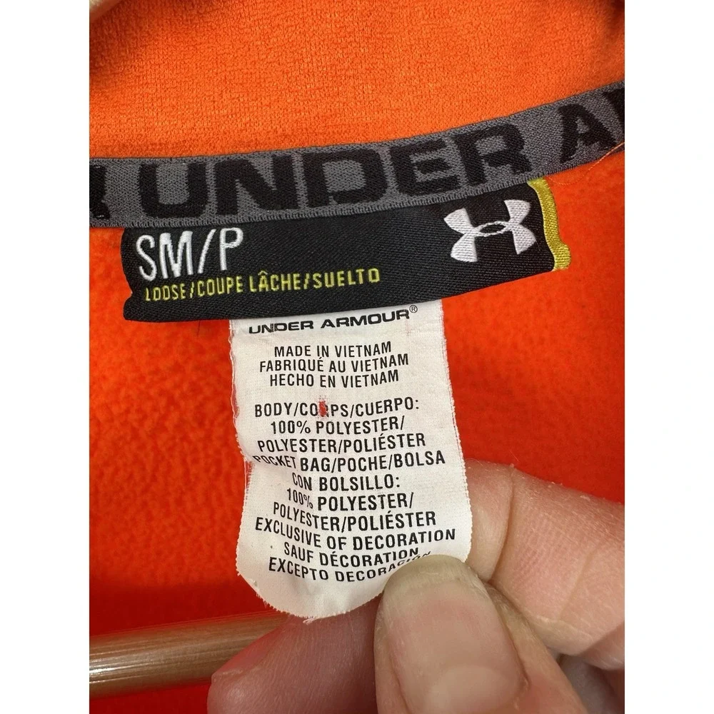 Under Armour Pullover Orange‎ Mens Small 1/4 Zip Long Sleeve Athletic Top